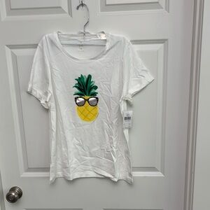 Kate Spade White Tee with Pineapple Design